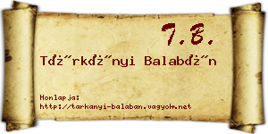Tárkányi Balabán névjegykártya